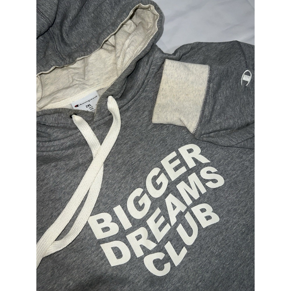 Bigger Dreams Club Jude Champion Gray Hoodie Men's 2XL Graphic Logo No Rips
